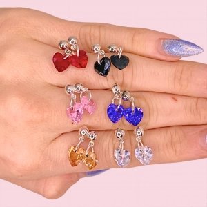 Promo Aros con Cubic Corazon x6 Plata 925